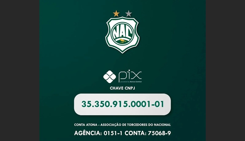 Doação via PIX de torcida do Nacional de Patos já arrecadou pouco mais de 5 mil reais em 24 horas