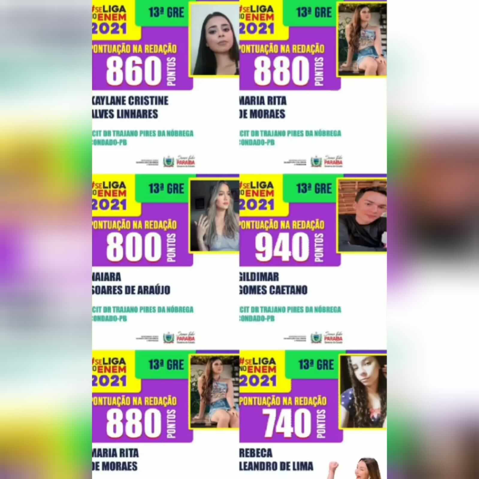 Aluno da ECIT Dr. Trajano Pires da Nóbrega, em Condado, atinge 940 pontos da redação do ENEM 2021; escola é uma dos destaques na região de Patos