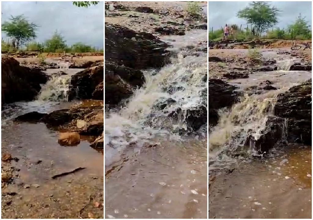Açude transborda na região de Patos e anima o sertanejo. Veja as imagens 