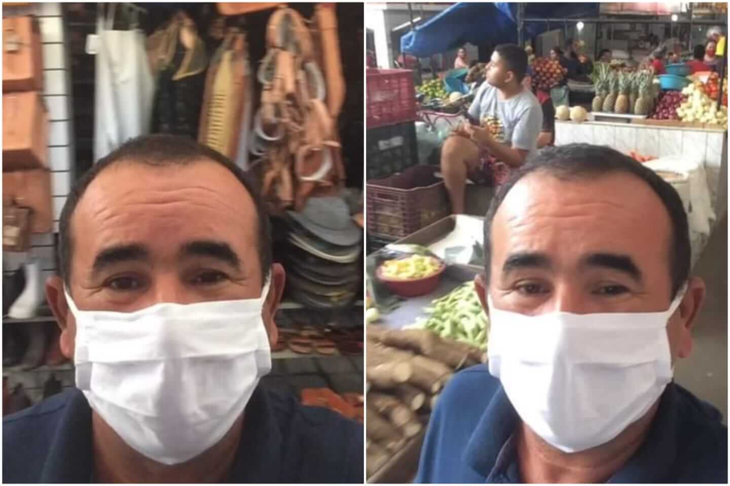 Devoto de Pe. Cícero que está percorrendo mais de 600km a pé até Juazeiro do Norte-CE, passa pela cidade de Patos e faz parada no Mercado Municipal