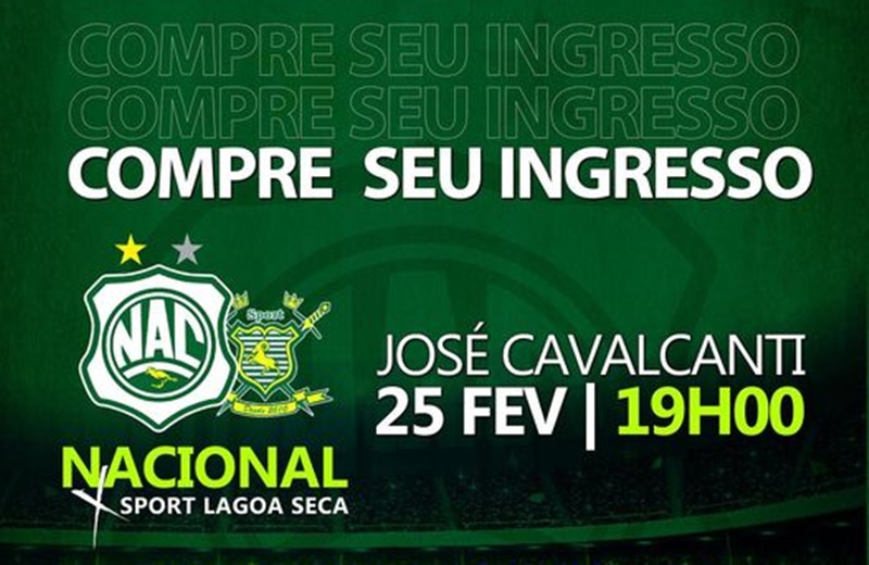 Ingressos para Nacional de Patos e Sport Lagoa Seca já estão à venda