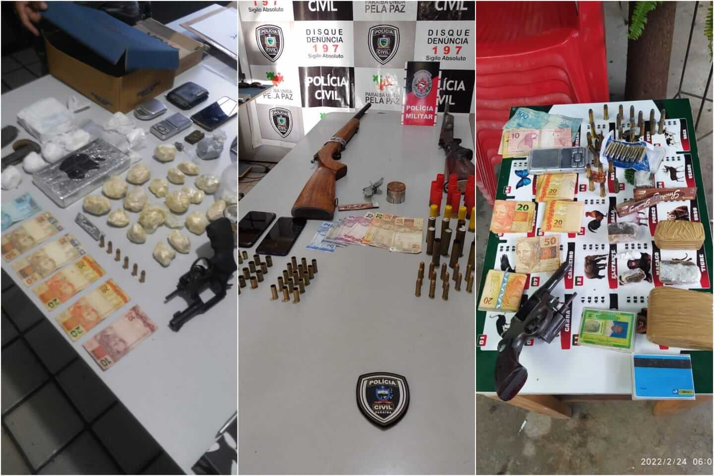 Operação conjunta apreende armas, drogas, munições e prende suspeitos de crimes no Sertão paraibano