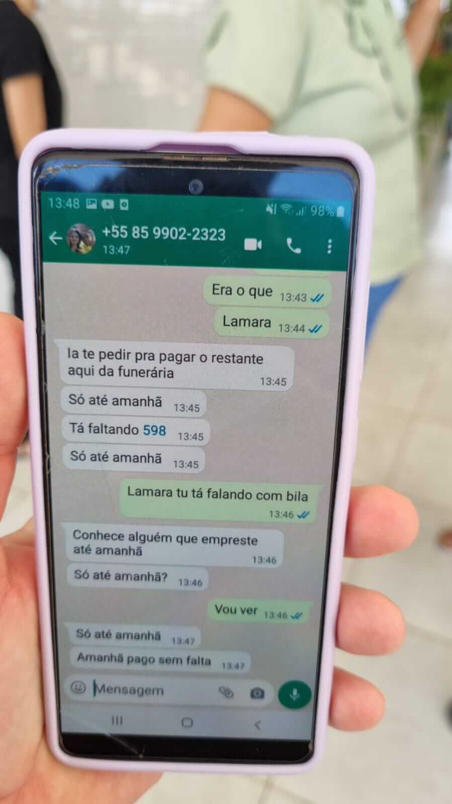 LAMENTÁVEL: Golpistas se passando pela esposa de Cabo Juliano estão pedindo dinheiro para pagamento de serviço funerário