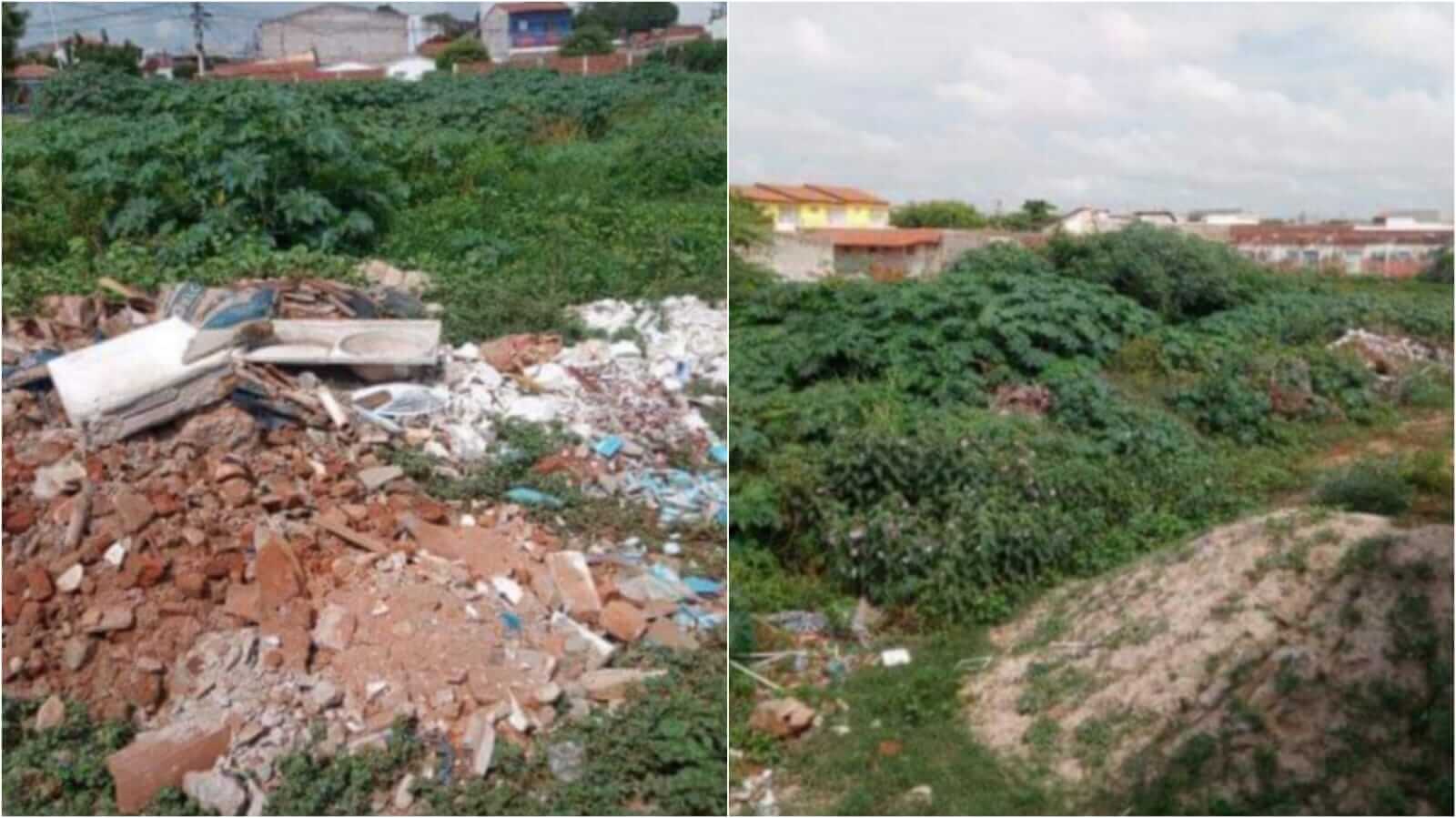 Cidadã procura Patosonline e denuncia entulhos e esgotos despejados em terreno no bairro do Jatobá, em Patos