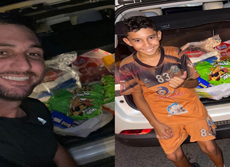 Em ação de solidariedade, pequeno 