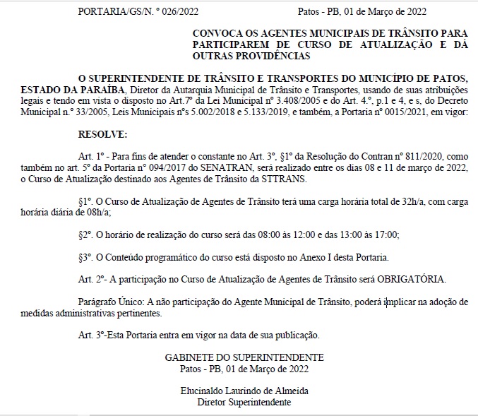 STTRANS convoca agentes de trânsito para participarem de curso de atualização