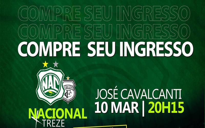 Ingressos para Nacional de Patos e Treze estão à venda nos postos autorizados