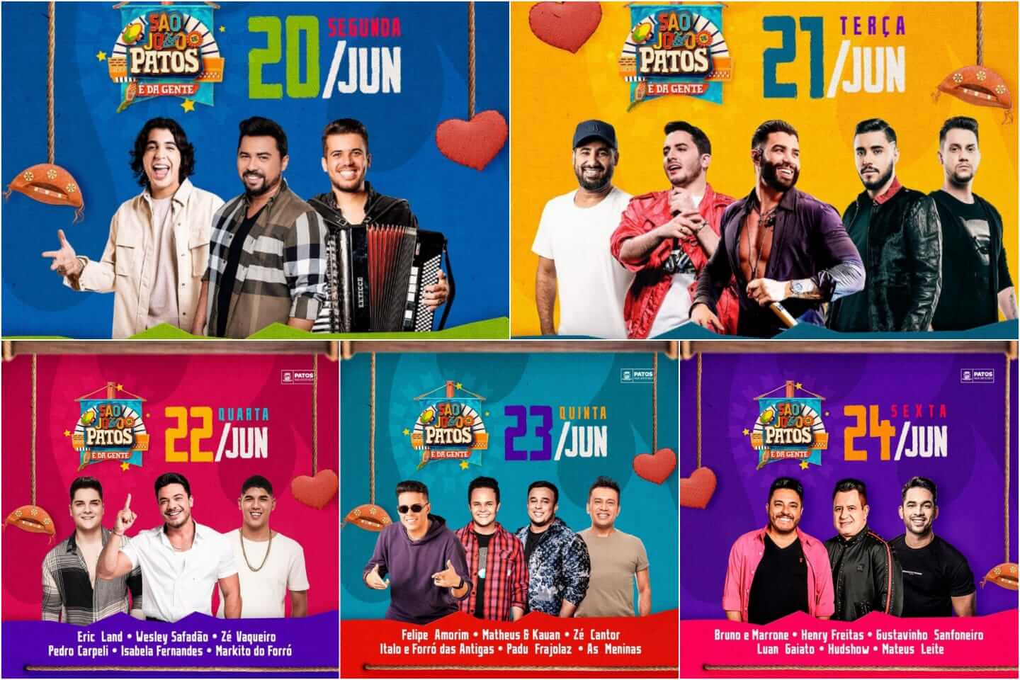 Abertura do São João de Patos terá Nattan, Xand Avião, Luan Estilizado, Cicinho Lima, Zé Nilton e Teinha do Forró. Confira a programação detalhada de cada noite