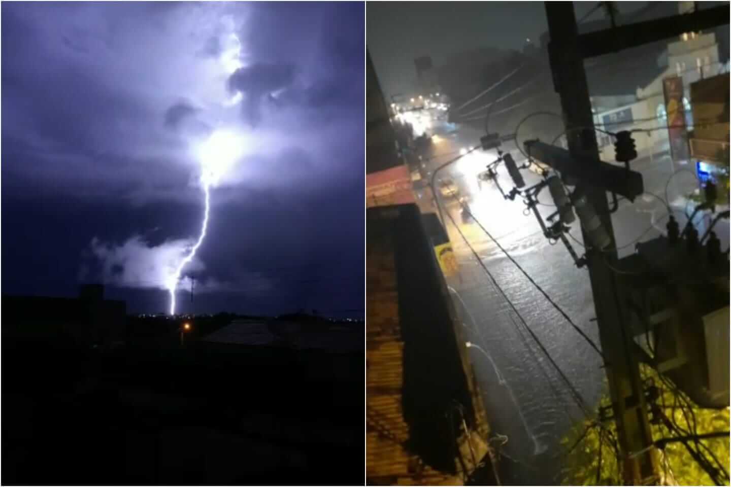 Noite de muita chuva, acompanhada de raios e trovões, em Patos e região. Vídeo