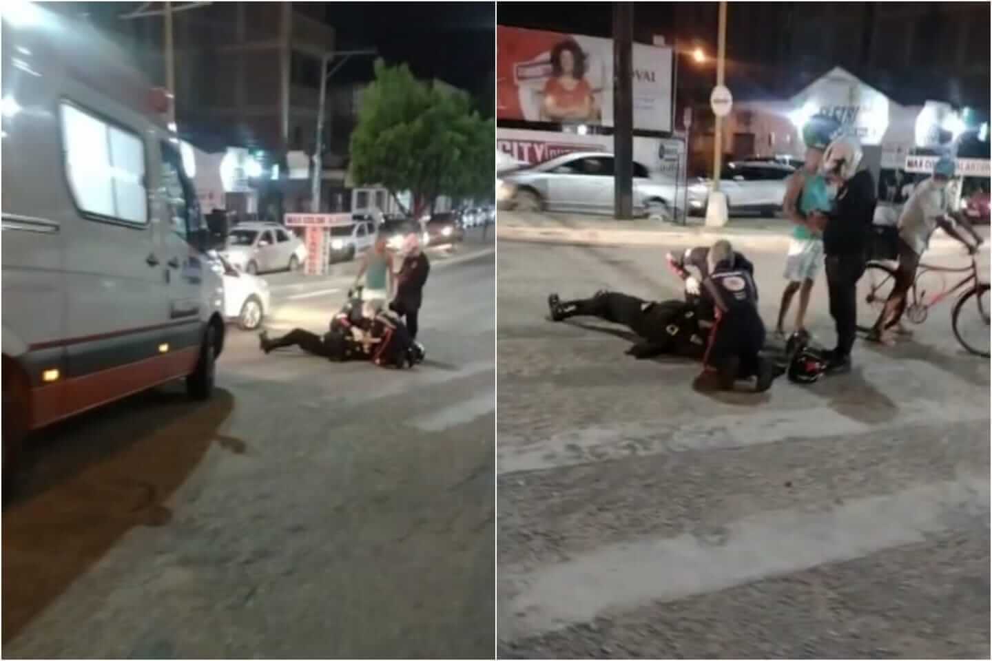 Motociclista fica ferido após colidir com cachorro na noite deste sábado (19), próximo à linha férrea, em Patos