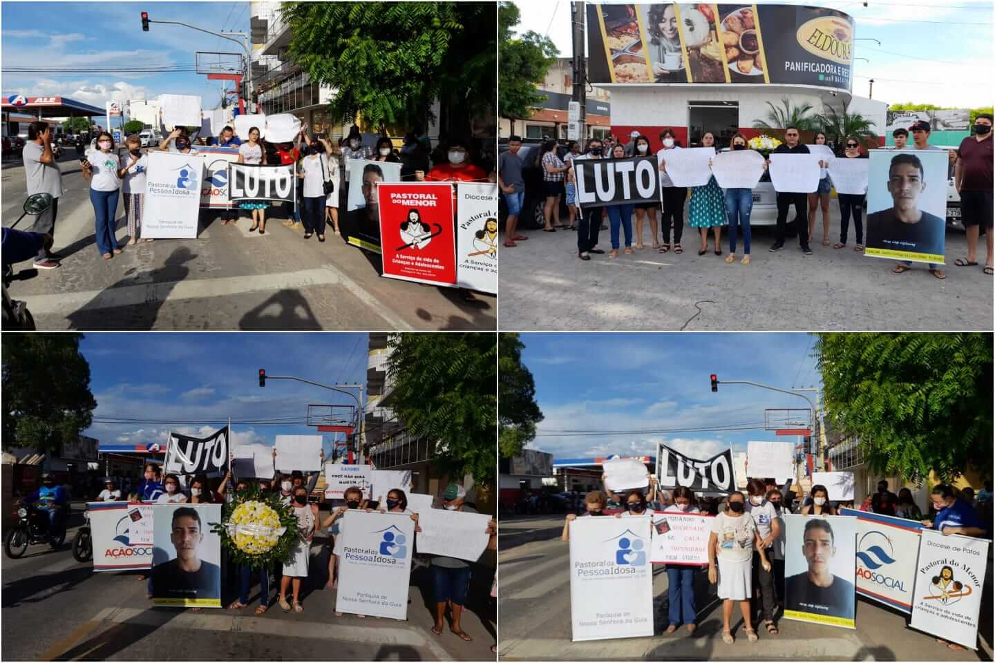 Familiares e amigos de jovem morto em semáforo de Patos realizam ato no local onde ele foi assassinado e pedem justiça