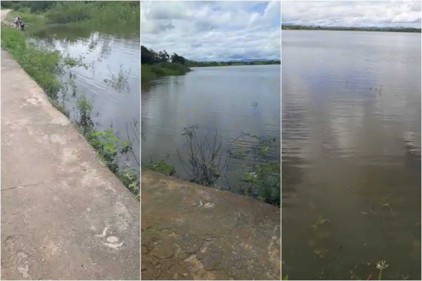Após fortes chuvas nesta segunda-feira (21), açude do Assentamento Patativa do Assaré, no distrito de Santa Gertrudes, está prestes a transbordar. Vídeo
