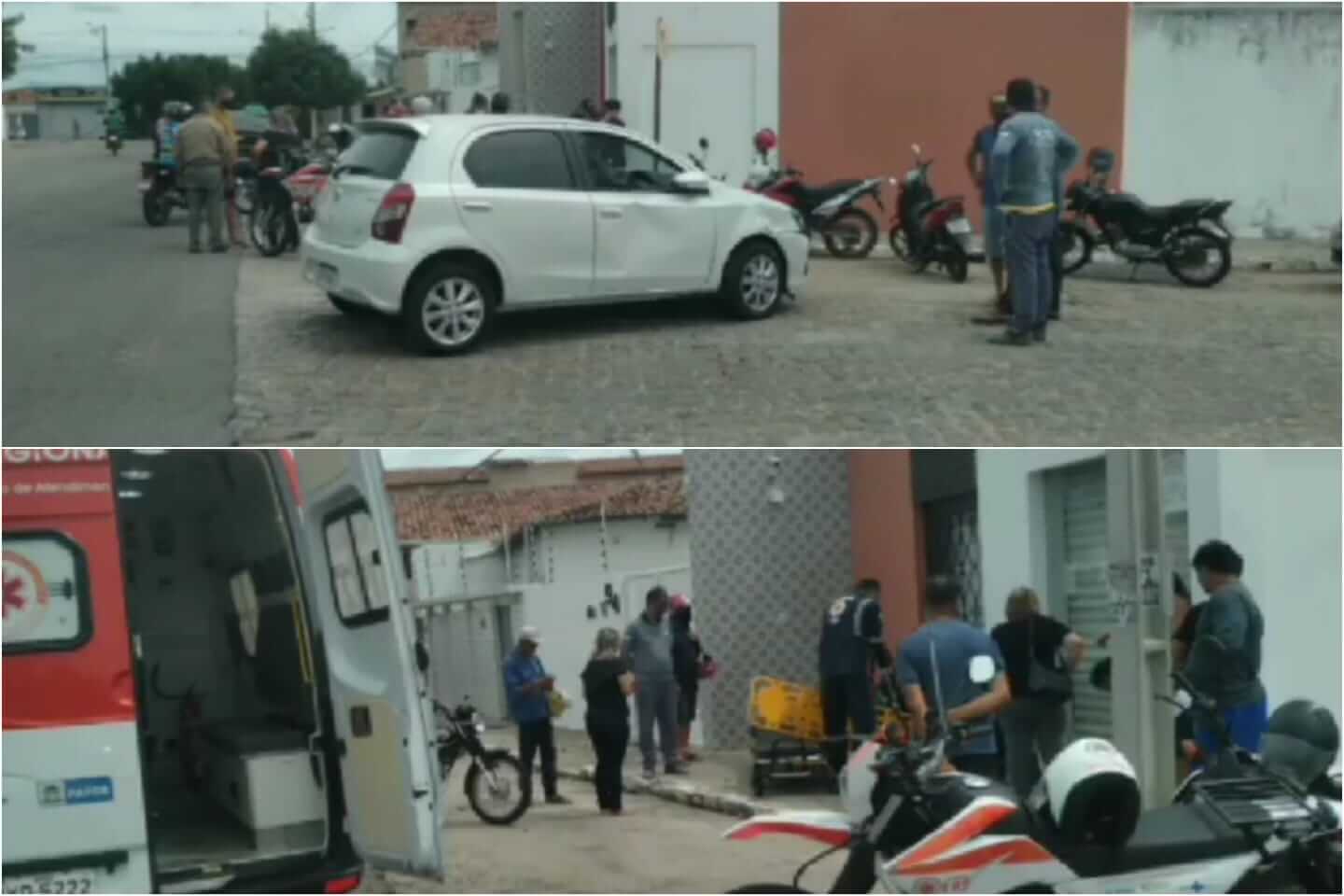 Colisão envolvendo carro e motocicleta é registrada na tarde desta terça-feira (05), no bairro Santo Antônio, em Patos