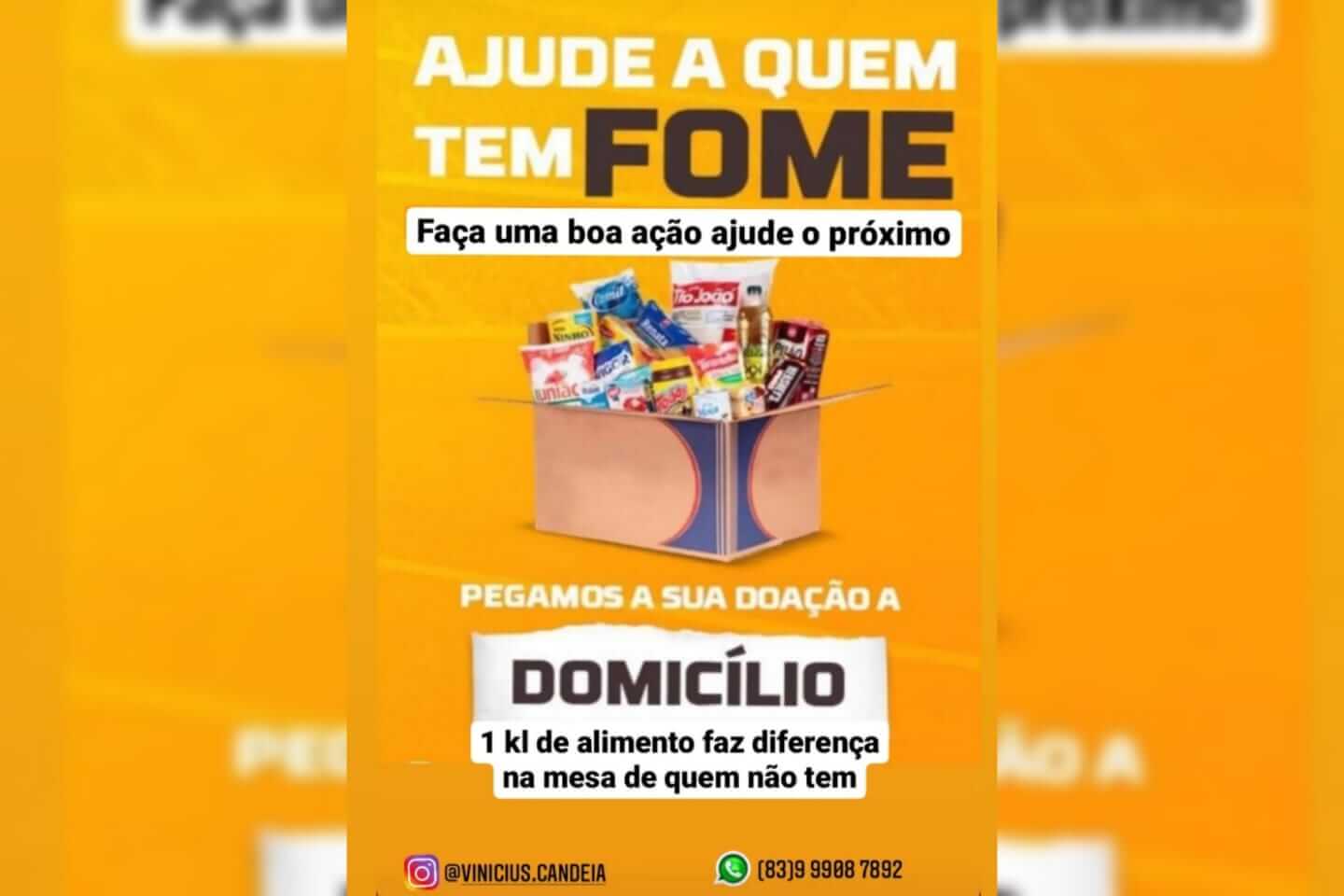 Jovem patoense desenvolve projeto social que visa arrecadar alimentos para pessoas necessitadas. Confira