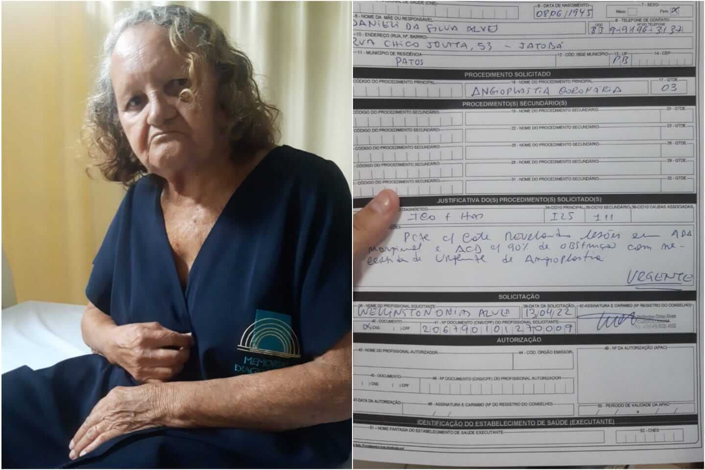 Internauta procura Patosonline e pede ajuda para conseguir realizar cirurgia de Angioplastia em idosa de 76 anos