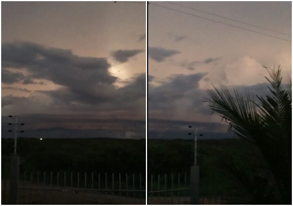 Noite de domingo (17) começa com chuva forte na região de Patos. Nuvens cúmulo-nimbo com raios e trovões é filmada. Veja  