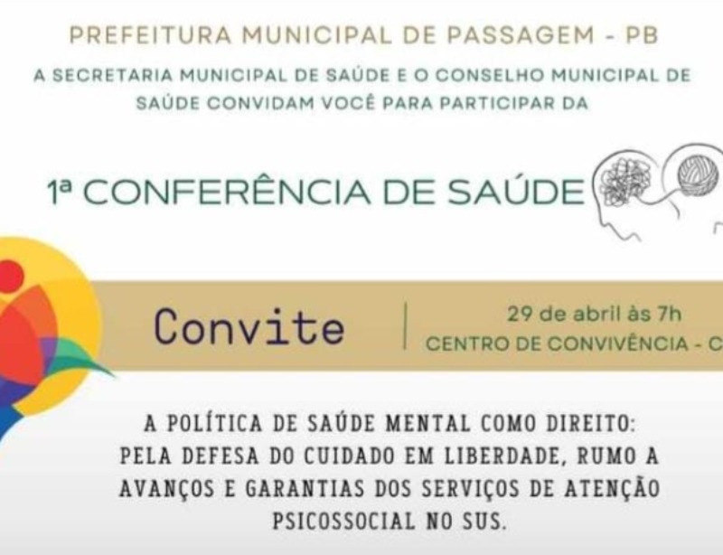 Passagem vai realizar 1ª Conferência da Saúde Mental na sexta-feira (29)