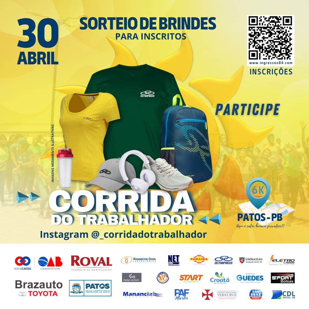 II Corrida do Trabalhador será realizada no próximo sábado, 30, em Patos