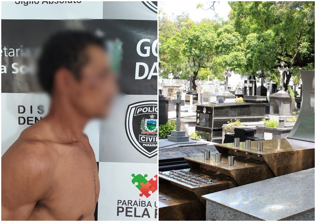 Homem suspeito de promover vandalismo e roubo nos cemitérios de Patos é preso na madrugada deste sábado (30)