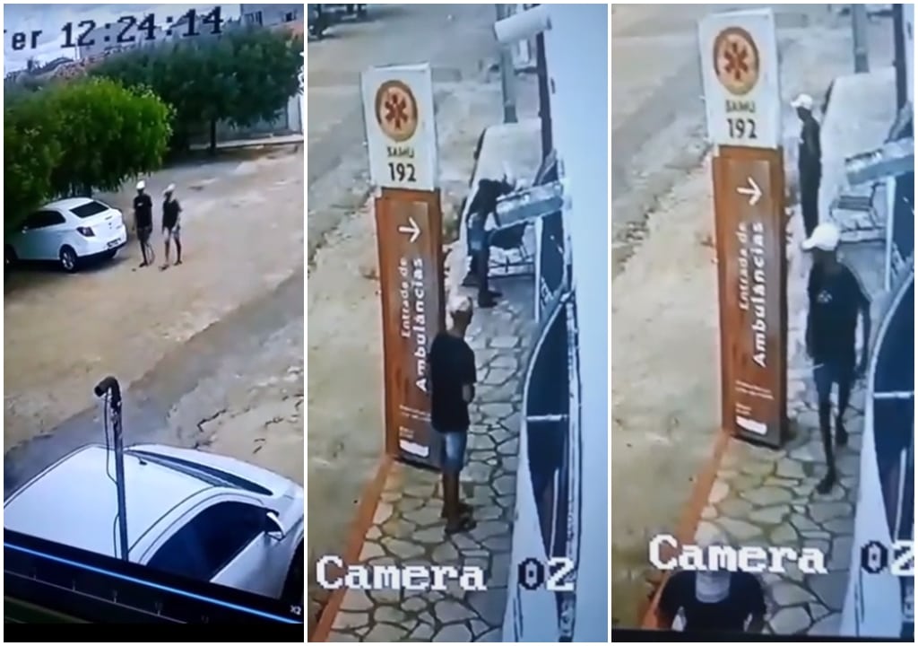 Imagens mostram guarda do Samu de São José do Bonfim sendo assaltado em plena luz do dia e tendo celular levado pelos delinquentes. VÍDEO  