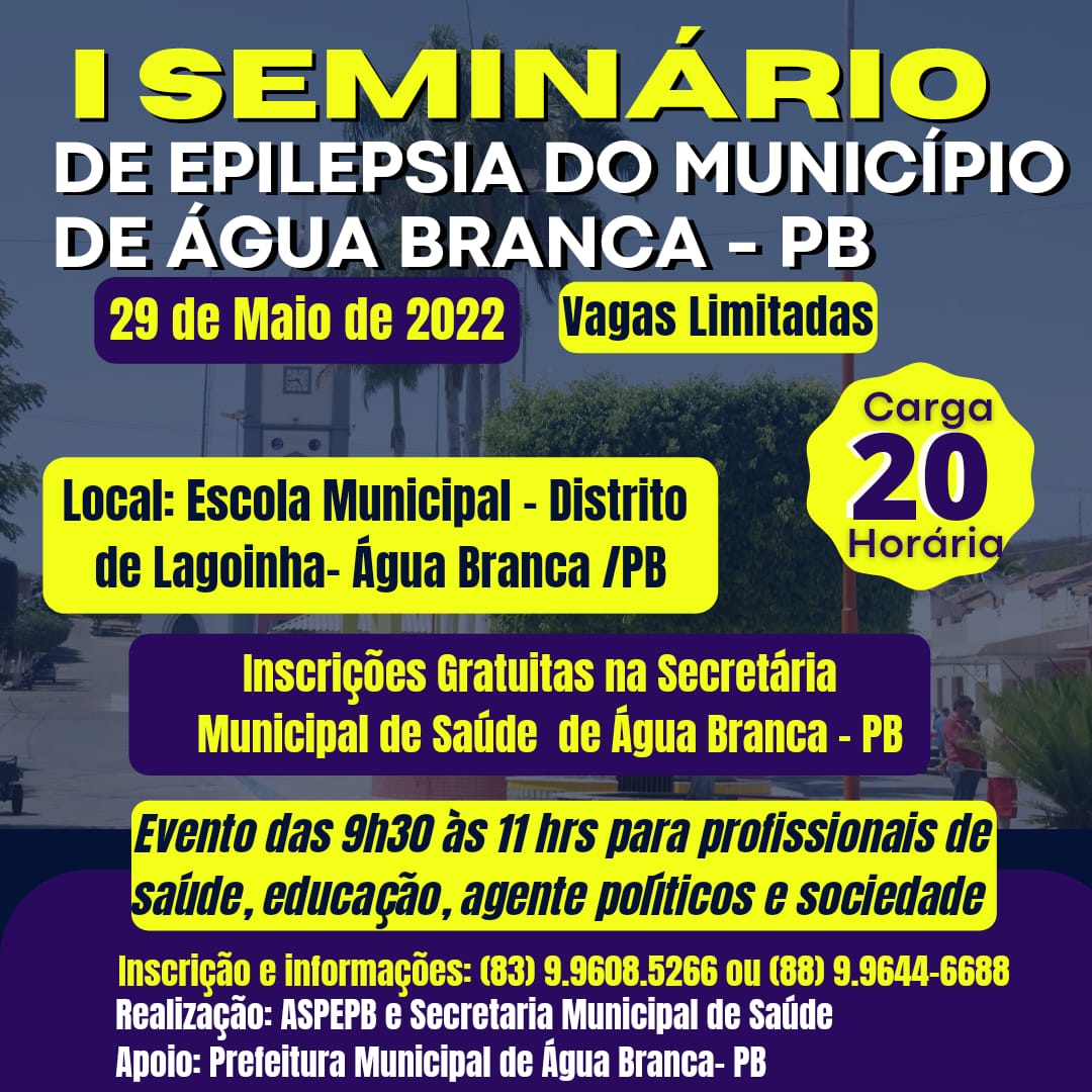 I Seminário de Epilepsia de Água Branca será realizado no próximo dia 29