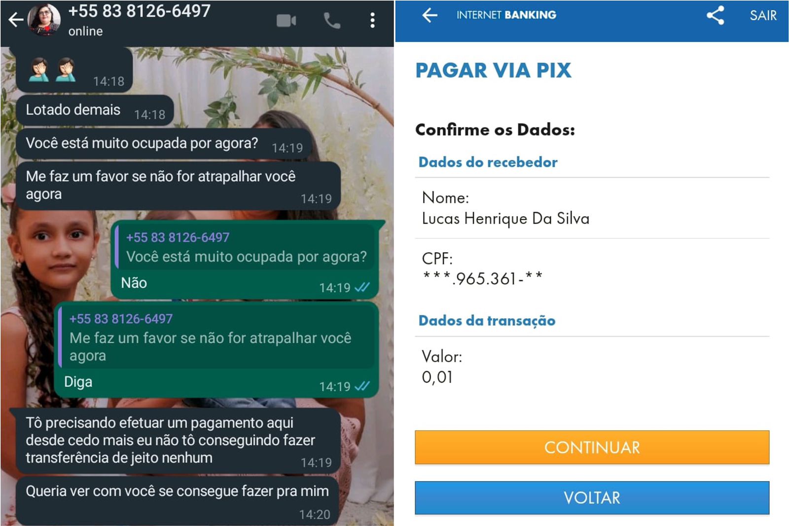 Internauta alerta para tentativa de golpe via WhatsApp com número que está utilizando sua foto