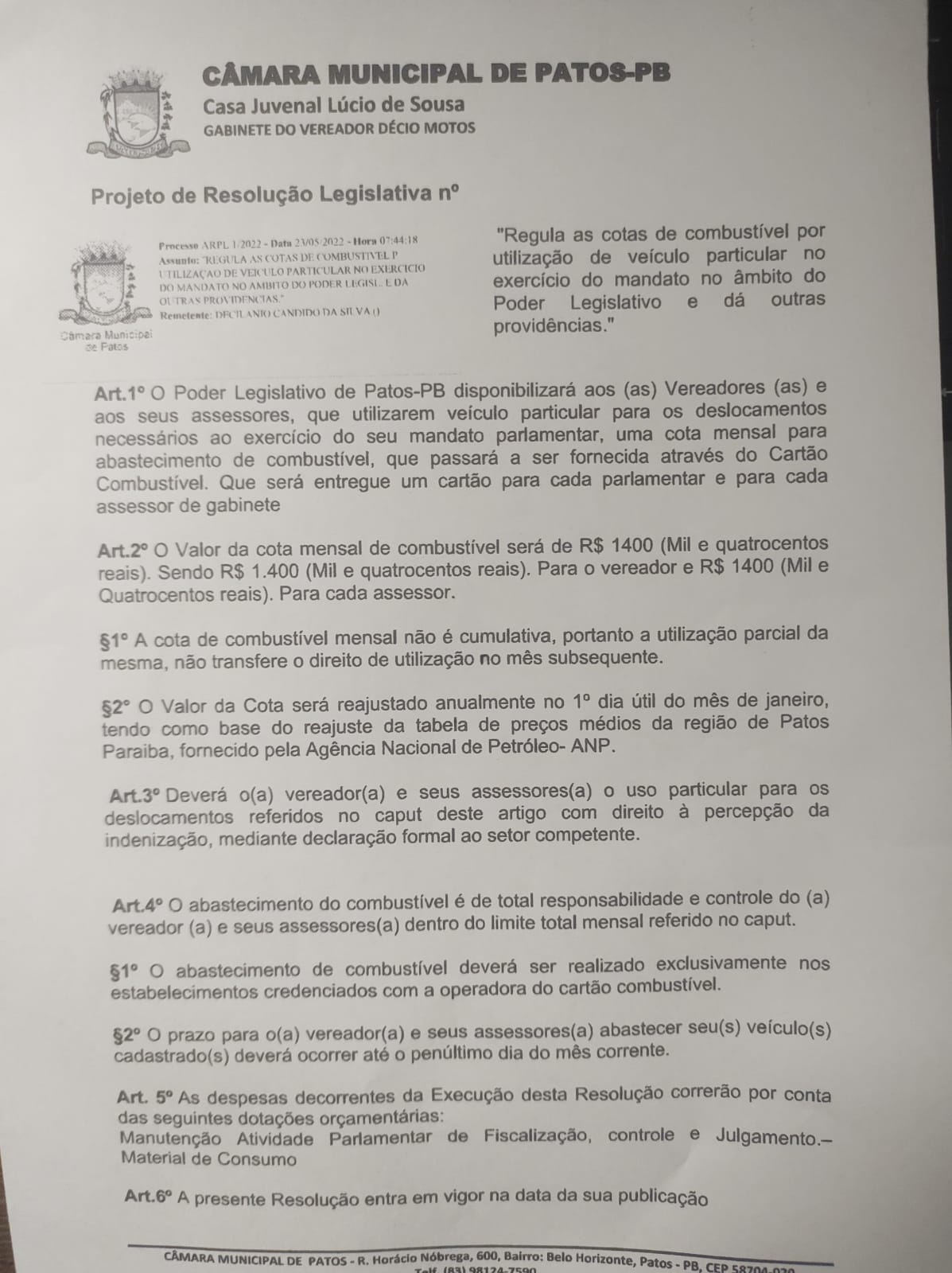 Em Patos: Vereador desiste de apresentar Projeto de Lei que criaria 