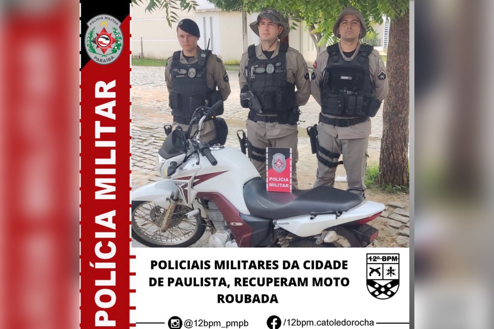 Polícia Militar recupera moto roubada na cidade de Paulista