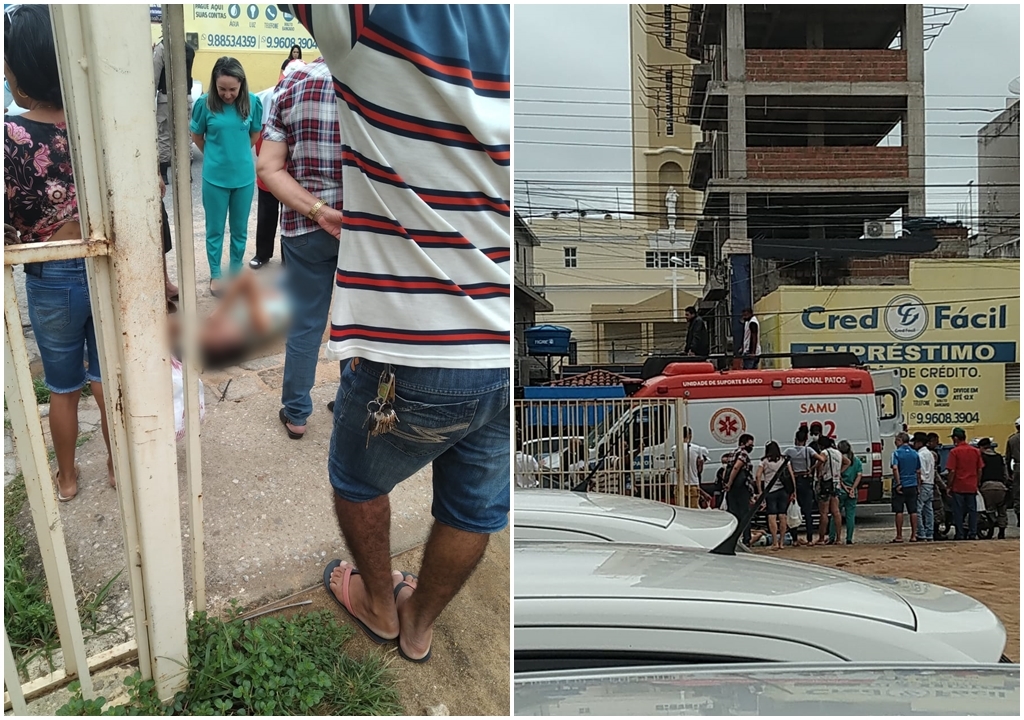 Acidente envolvendo viatura da Polícia Militar e motocicleta é registrado na manhã desta segunda-feira (06) no Centro de Patos