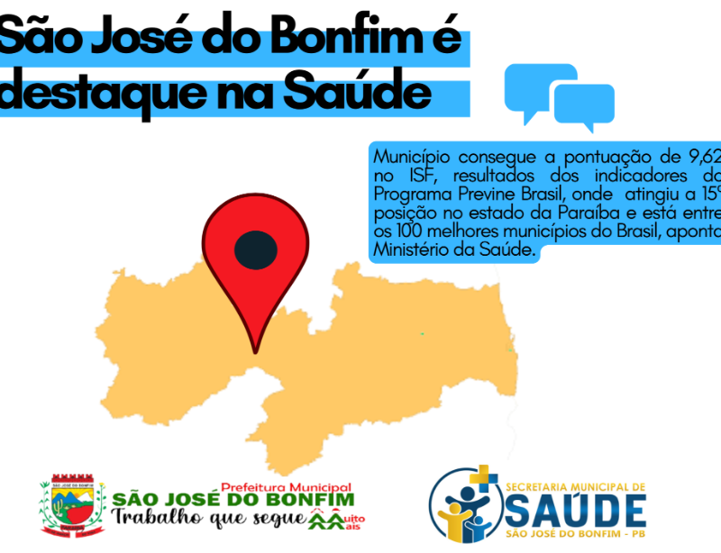 São José do Bonfim é destaque no Previne Brasil, município saltou da 198ª colocação para 15º no estado da Paraíba