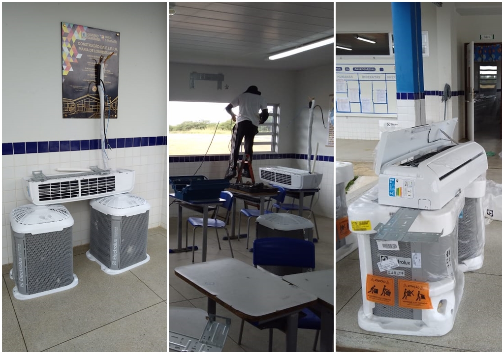 Prefeitura de São José do Bonfim doa e instala ares-condicionados em escola estadual existente na cidade