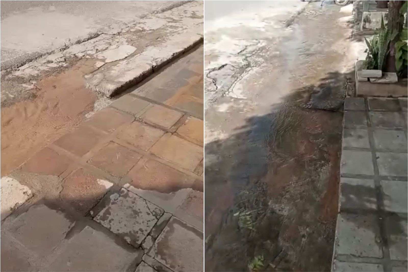 Internauta cobra providências da Cagepa para cano estourado que está desperdiçando grande quantidade de água potável em rua no bairro Santo Antonio. Vídeo