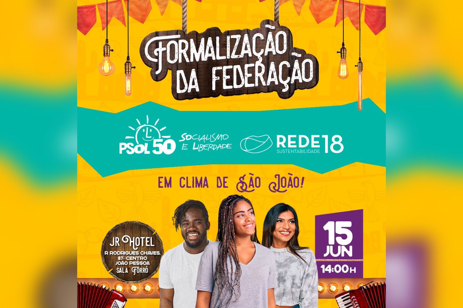 PSOL e REDE realizam Formalização da Federação na Paraíba, nesta quarta-feira (15)