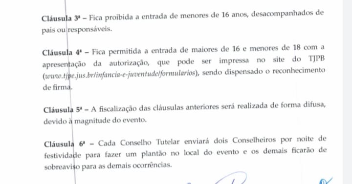Confira formulário de autorização para entrada de menores no Terreiro do Forró. DOWNLOAD