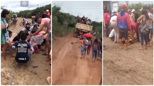 Alunos que eram transportados em motos e até caçamba, ficam feridos em acidente em São José de Caiana