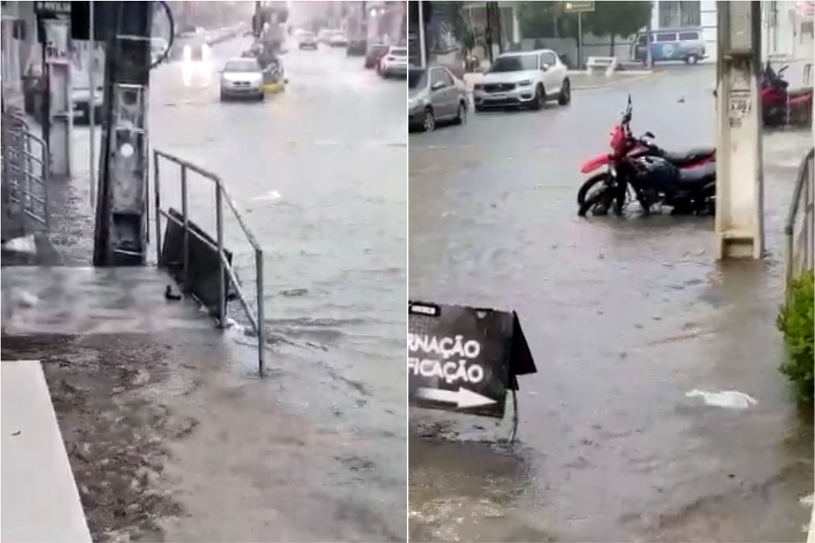 Chuva forte na tarde desta segunda-feira (20) inunda centro de Itaporanga e causa transtornos. Vídeo