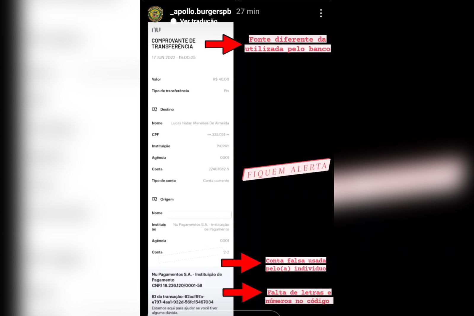 Mais um comerciante patoense é vítima do falso pix e faz alerta sobre o golpe