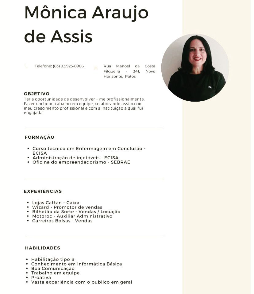 Jovem qualificada faz apelo para conseguir emprego na cidade de Patos. Confira