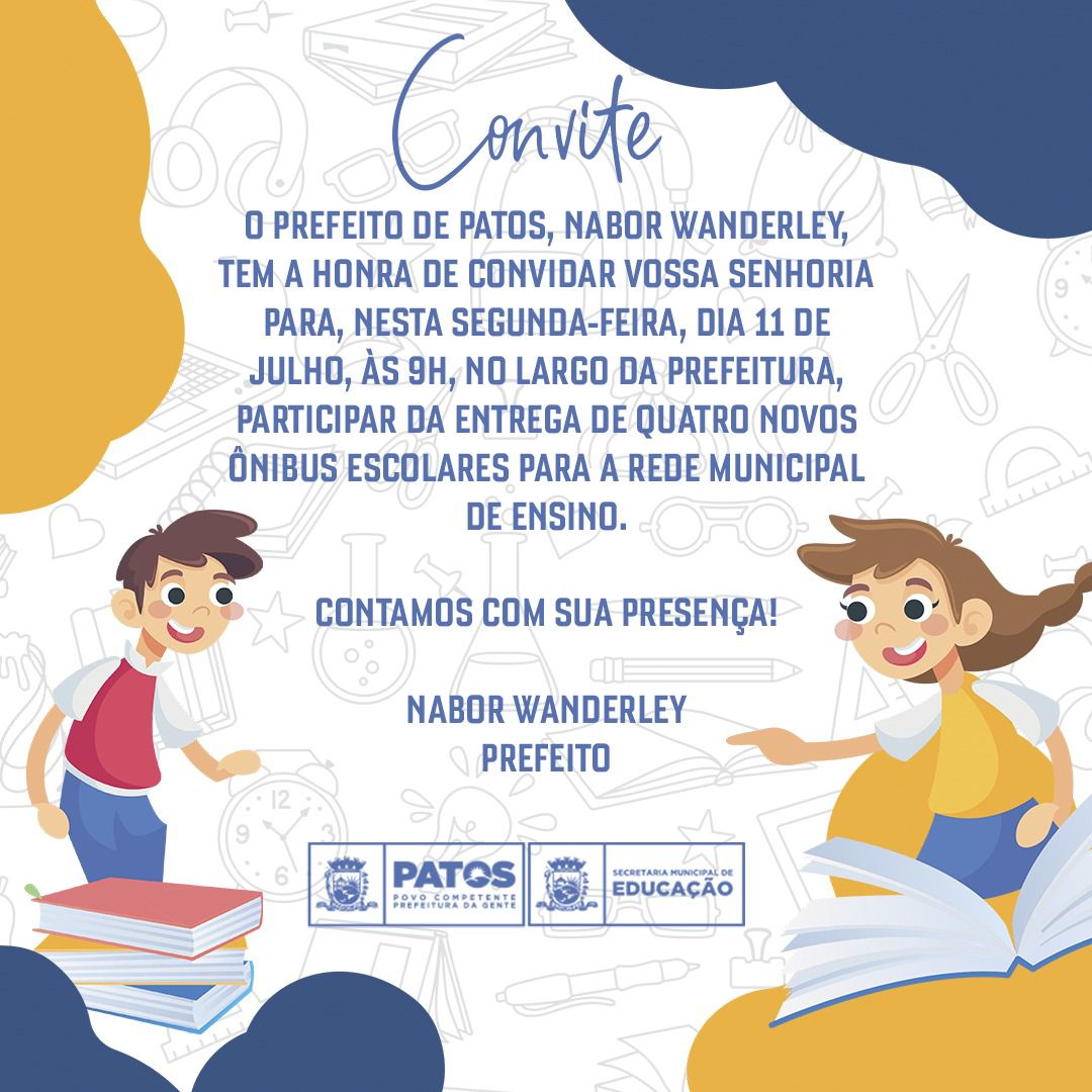 Prefeito de Patos, Nabor Wanderley entrega quatro ônibus escolares nesta segunda-feira (11)