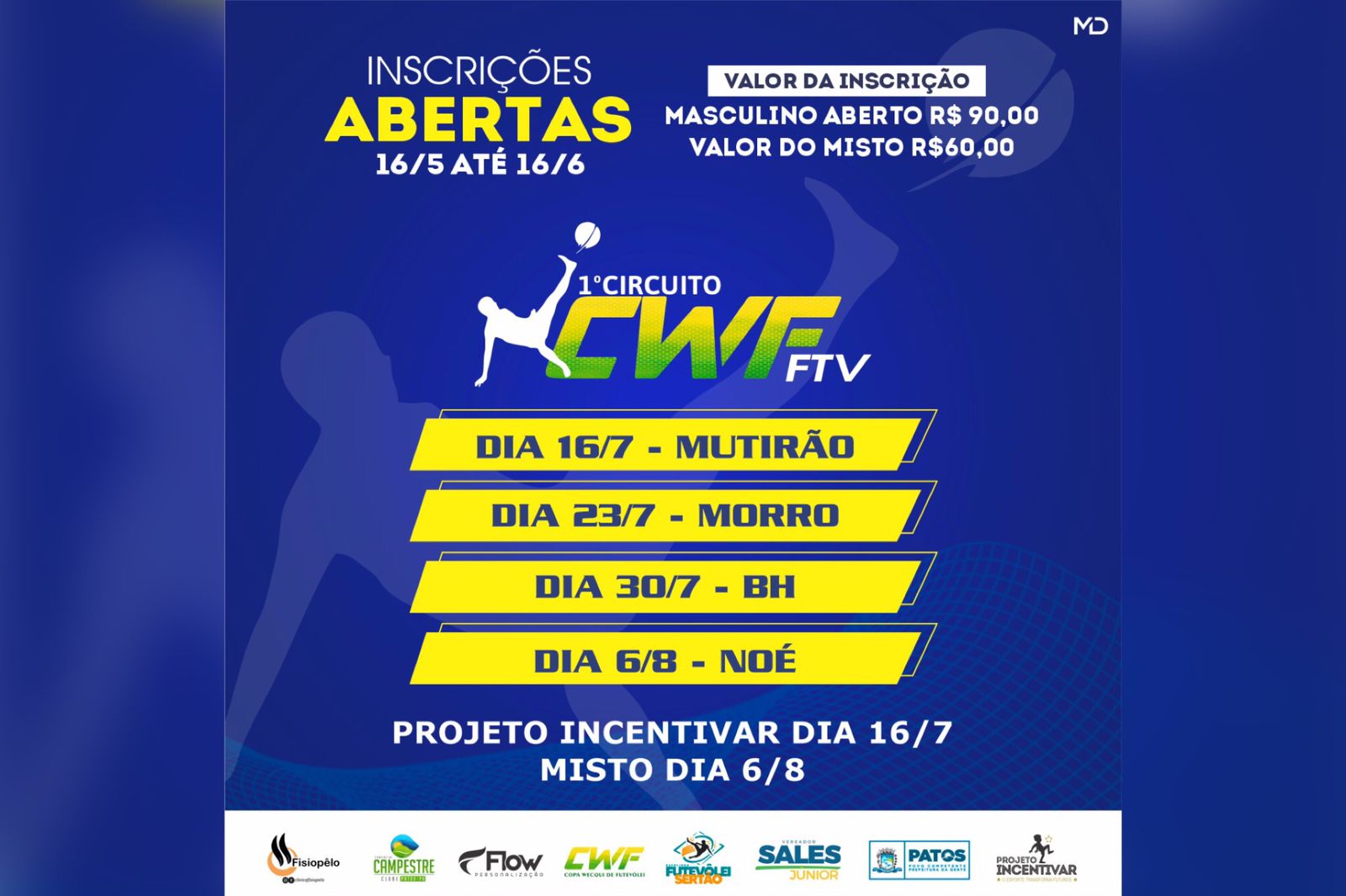 Primeiro circuito de futevôlei será realizado a partir deste sábado (16) na cidade de Patos