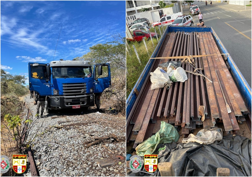 Polícia militar realiza prisão de quadrilha especializada em furto de trilhos de rede ferroviária, em Condado-PB