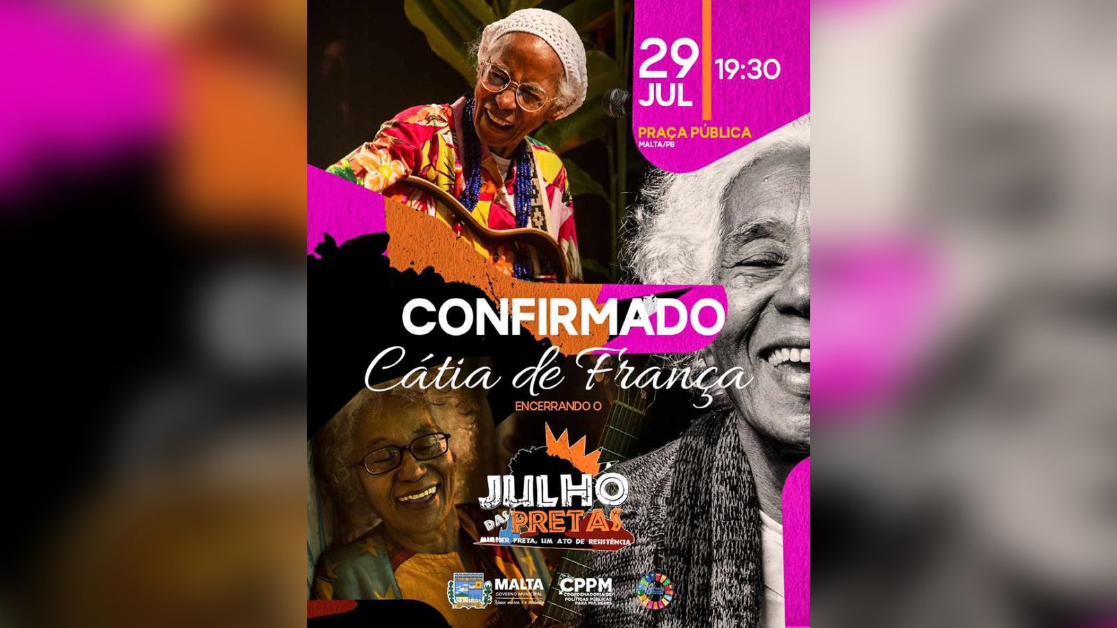 Encerramento da 2ª edição do “Julho das Pretas” em Malta, será com show de Cátia de França em Praça Pública