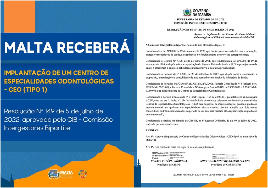 Prefeitura Municipal de Malta irá implantar centro de especialidades odontológicas (CEO)