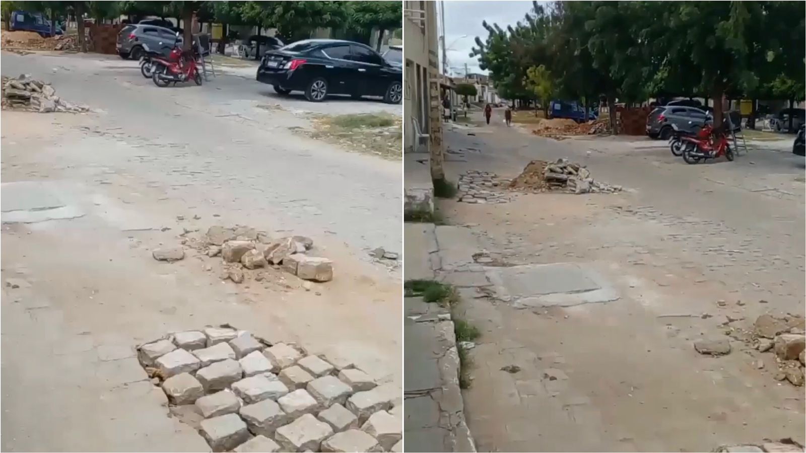 Moradores do Beiral relatam que prefeitura fez conserto de galeria estourada, mas cobram obturação dos buracos e coleta de lixo no local; prefeitura diz que solucionará problemas