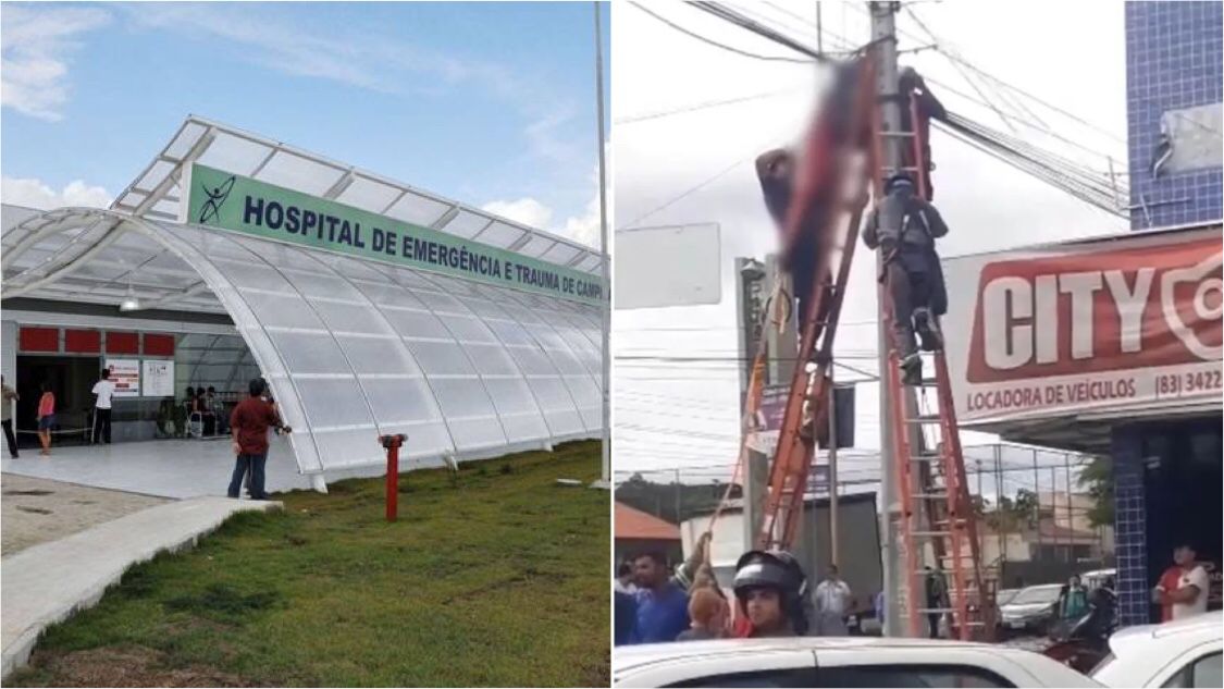 Homem que sofreu descarga elétrica em poste na cidade de Patos está intubado na UTI do Hospital de Trauma de Campina Grande