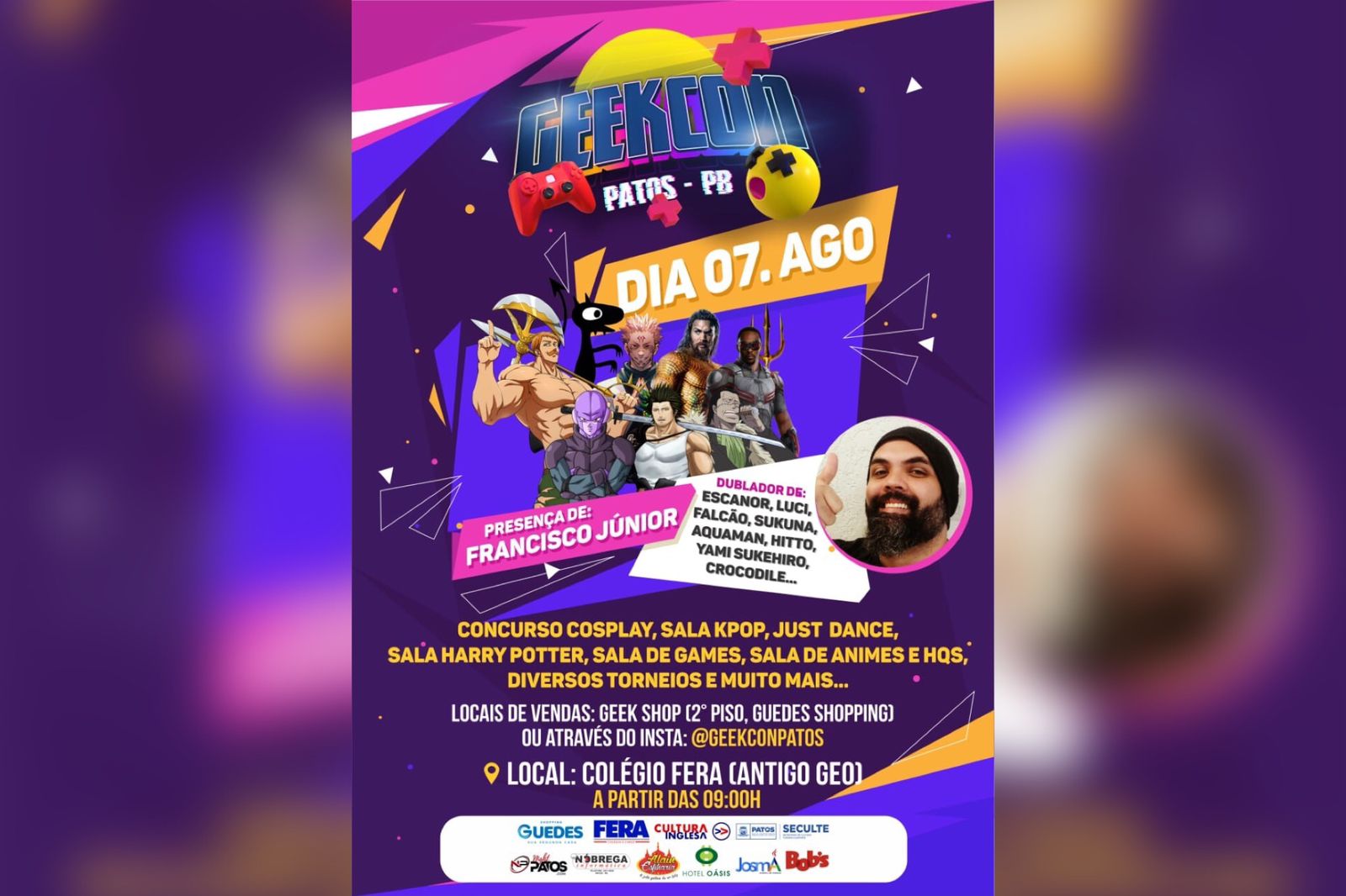 Em parceiria com a Prefeitura e SECULTE, evento GEEKCON acontecerá neste final de semana em Patos