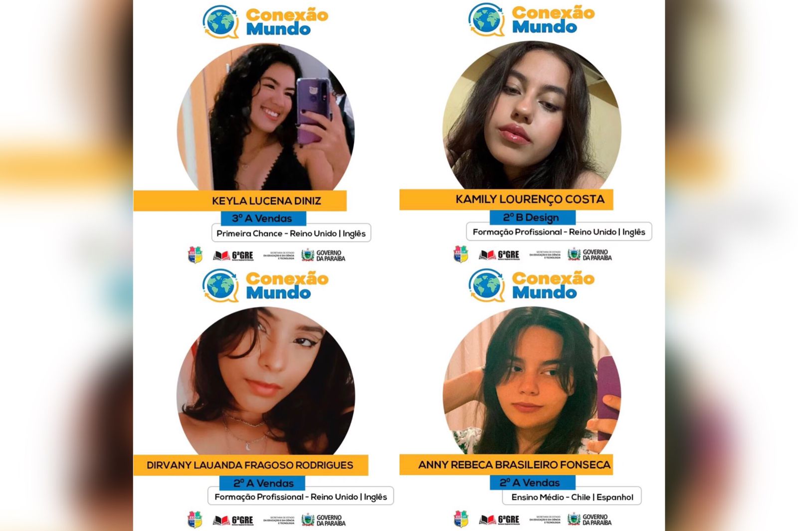 Alunas da EECIT Lynaldo Cavalcanti, em Patos, são aprovadas no programa de intercâmbio internacional 