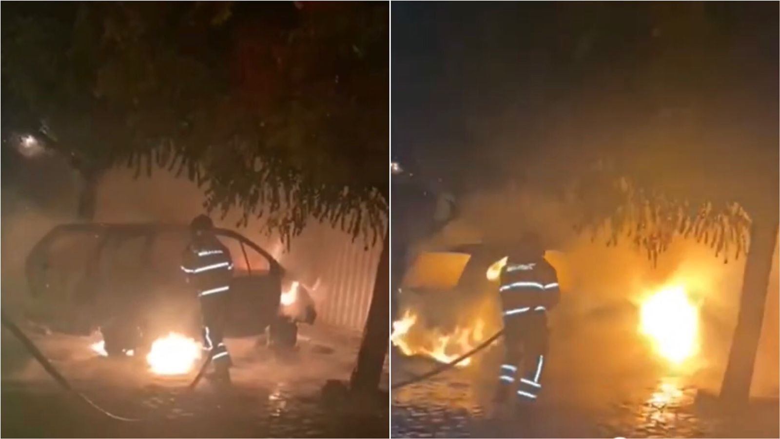 Incêndio destrói carro no centro de Itaporanga na noite desta sexta-feira (12). VÍDEO