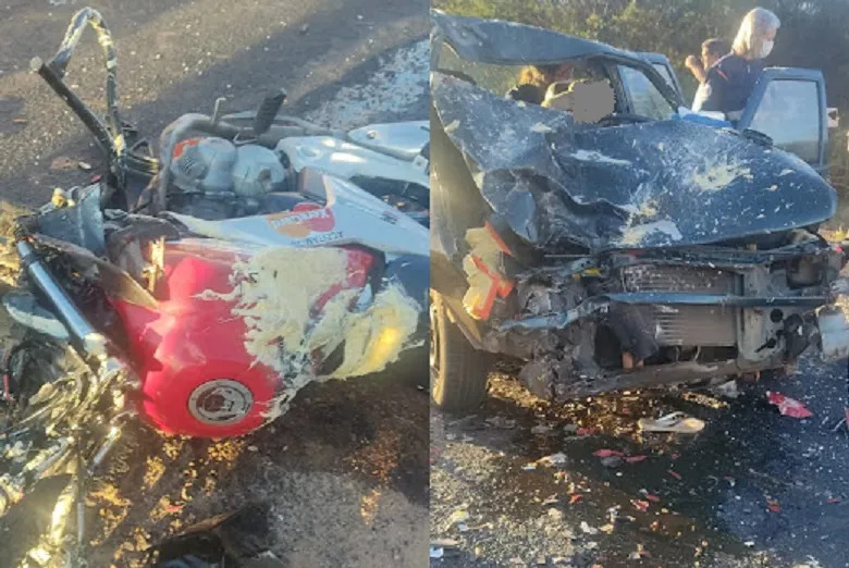 Empresário morre em colisão entre carro e moto na manhã desta segunda-feira (22), no Sertão