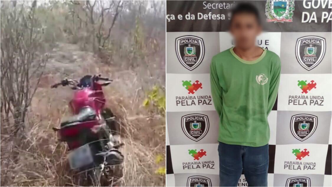 Moto roubada em Santa Terezinha-PB é recuperada pela Polícia Civil na zona rural de São José do Bonfim; um suspeito foi preso